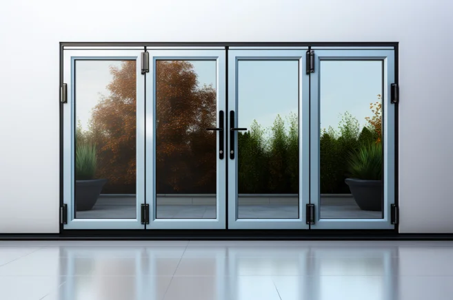 أبواب مفصلية زجاجي بإطار ألومنيوم